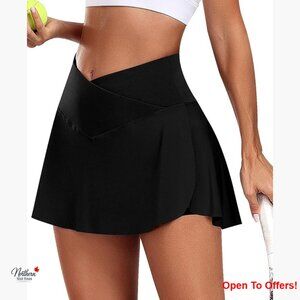 Polyester Spandex Tennis Skort with Built-in Shorts and Pockets